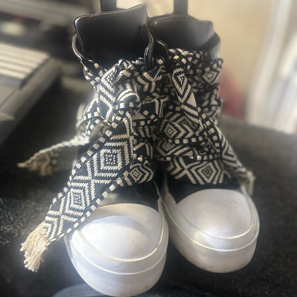 Black and White High-Top Sneakers